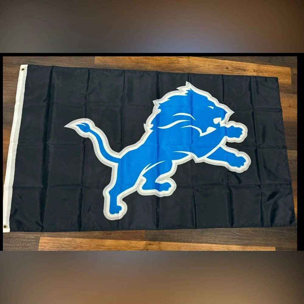 Detroit lions flag new large in package lions banner  3 by 5 feet double sided